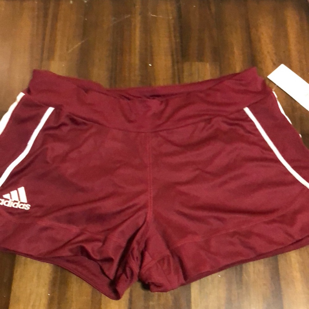 Maroon adidas athletic shorts